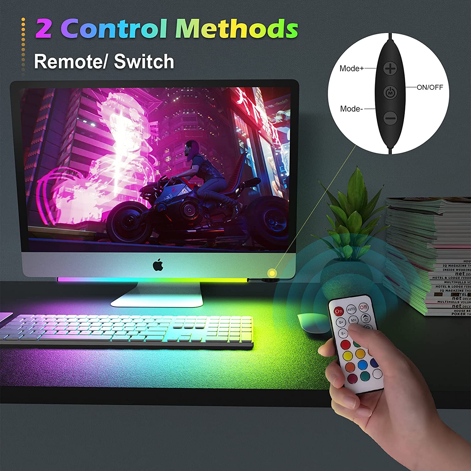 Under Monitor Light Bar RGB Dr - Desk Room Setup บทวิจารณ์และราคา