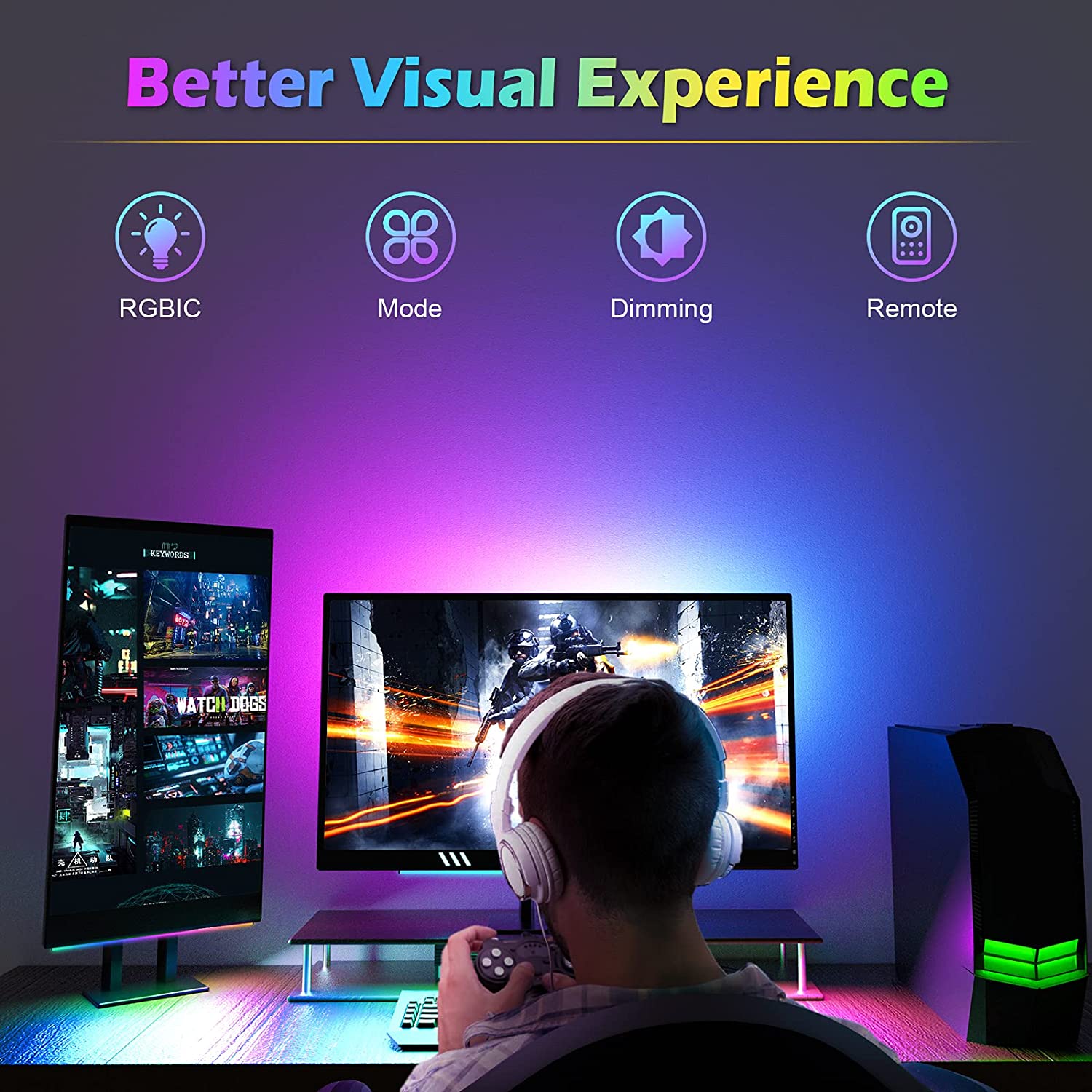 Under Monitor Light Bar RGB Dr - Desk Room Setup บทวิจารณ์และราคา