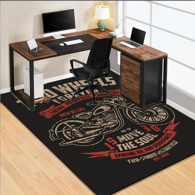 Motorcycle themed desk rug for - Desk Setup Living Room บทวิจารณ์และราคา