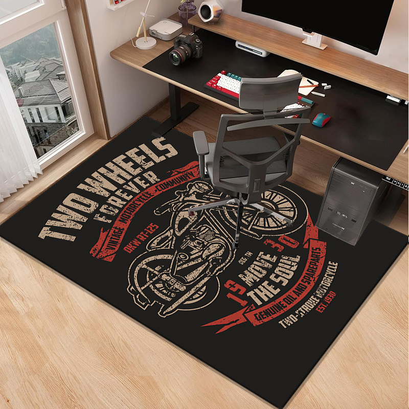 Motorcycle themed desk rug for - Desk Setup Living Room บทวิจารณ์และราคา